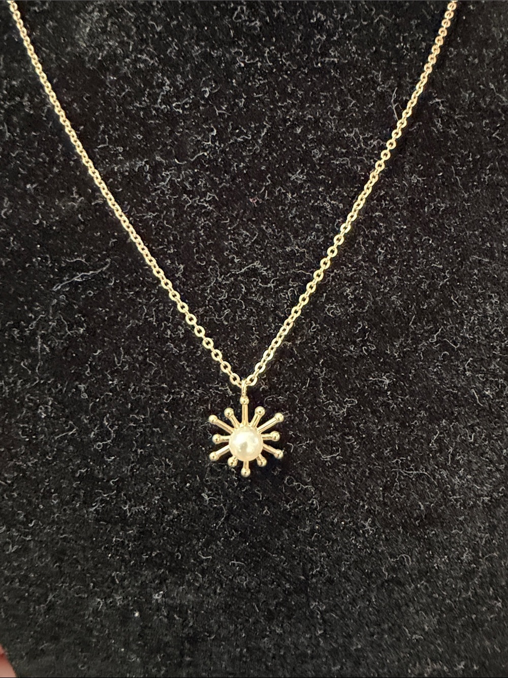 Krementz Gold Sunburst Pearl Pendant Necklace and Stud Earrings Set, VINTAGE